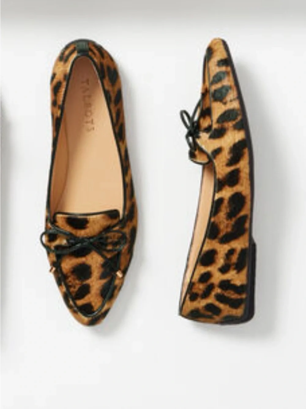 Talbots FRANCESCA BOW-FRONT DRIVING FLATS - LEOPARD HAIR CALF 8.5M NEW